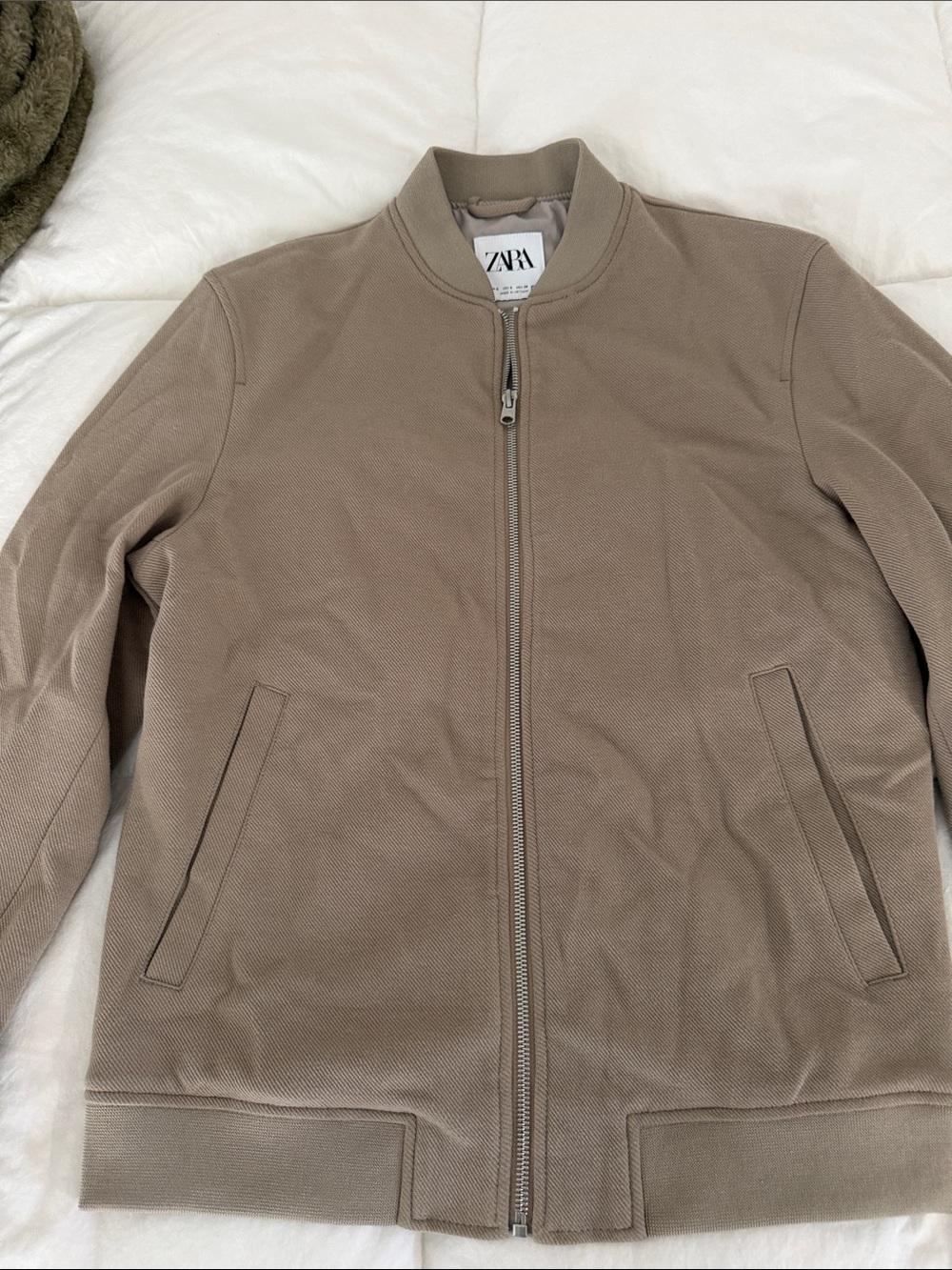 Zara Men’s Taupe Zip-Up Knit Jacket